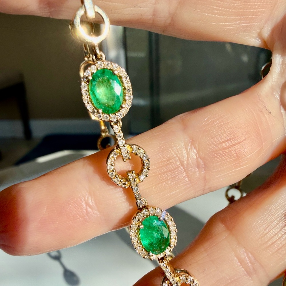 Effy 14 karat gold 8 carats emerald and diamond Necklace - Picture 12 of 15